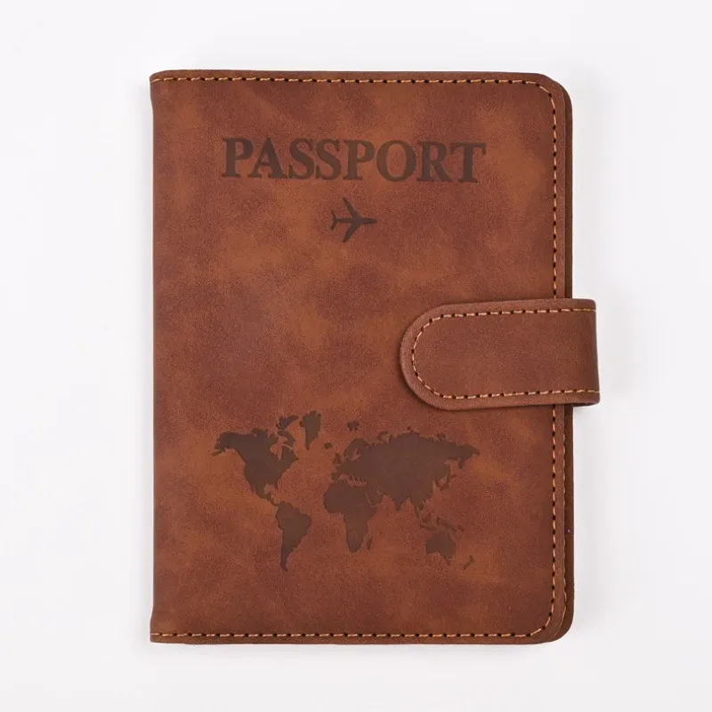 porte-passeport personnalisable anti-rfid – cuir synthétique élégant avec motif carte, portefeuille de voyage multifonctionnel