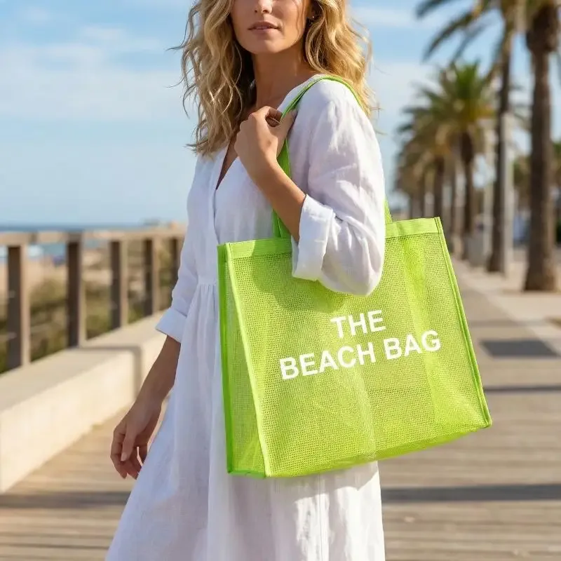 sac fourre-tout en maille pour femmes, grand sac de shopping réutilisable, durable, pour la piscine, le fitness et les voyages