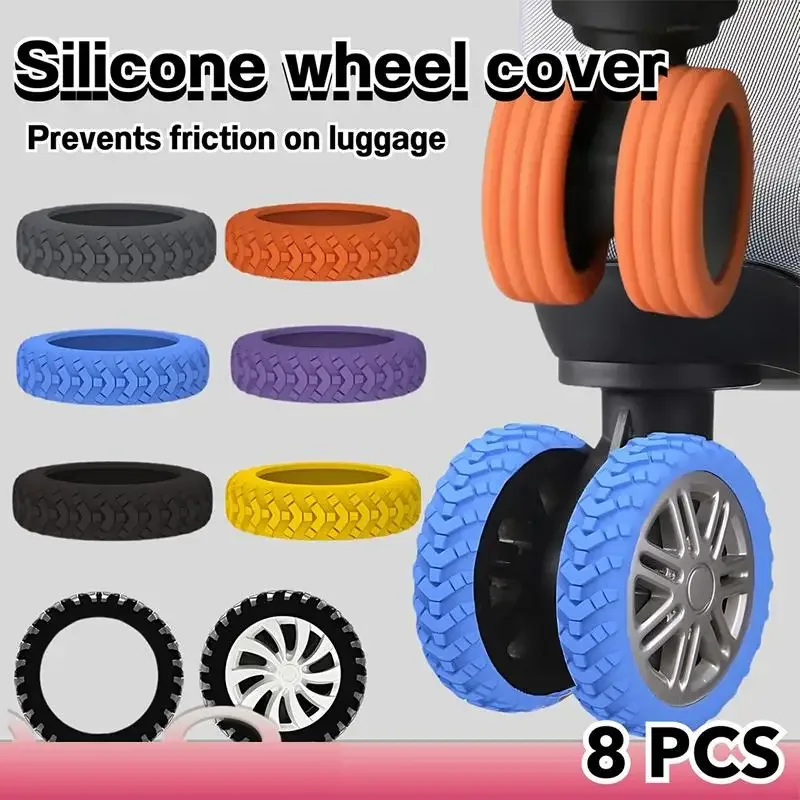 Housse de protection pour roues de bagages, 8 pièces, housse en silicone silencieuse et accessoires universels de réduction du bruit, texture épaisse en silicone