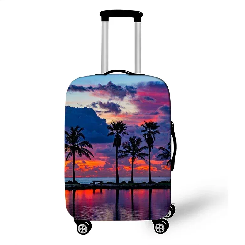arbre hawaïen plage impression housse de bagage coucher de soleil noix de coco femmes hommes valise de voyage housses de protection horus boîtier de chariot couverture cadeau