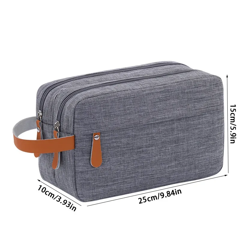 sac de toilette personnalisé pour homme avec broderie de nom, sac de toilette double couche en tissu oxford grande capacité, pochette de voyage avec texte personnalisé