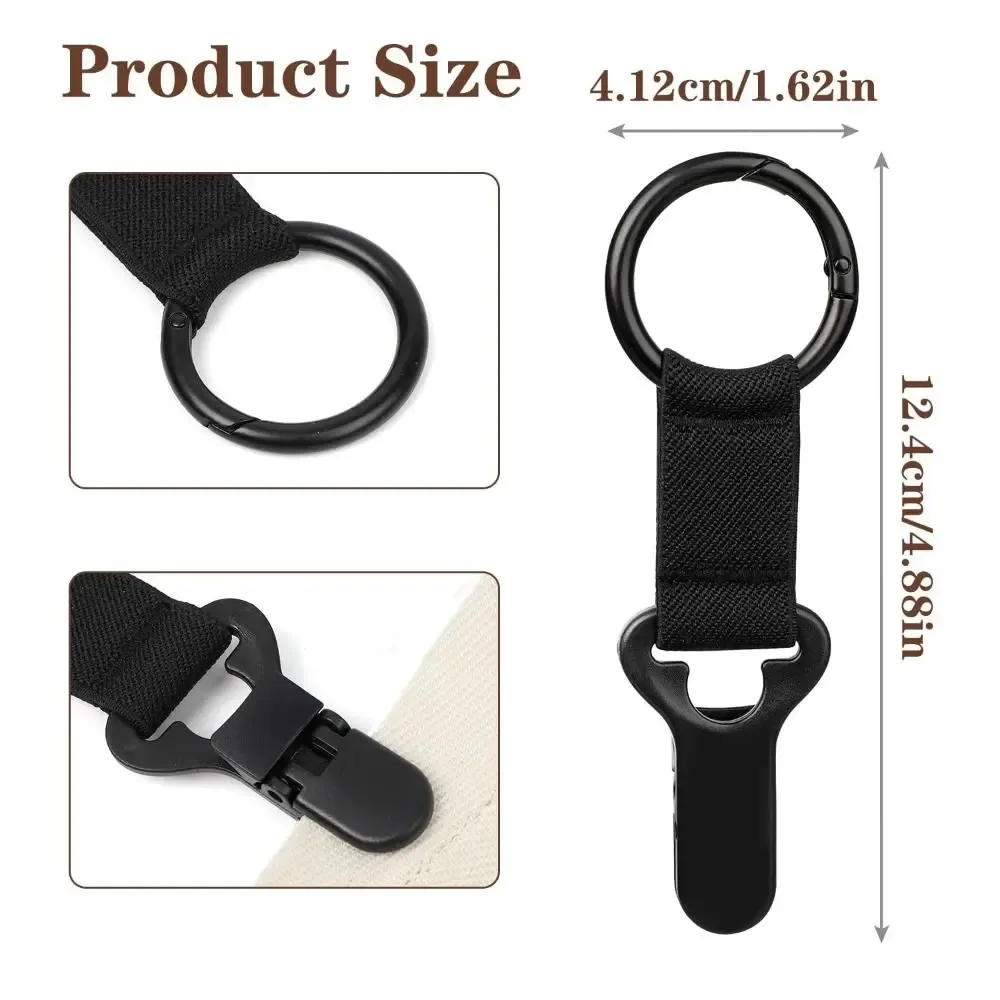 clip voyage chapeau nylon noir bande élastique boucle métallique support mains libres anti perte sac dos main