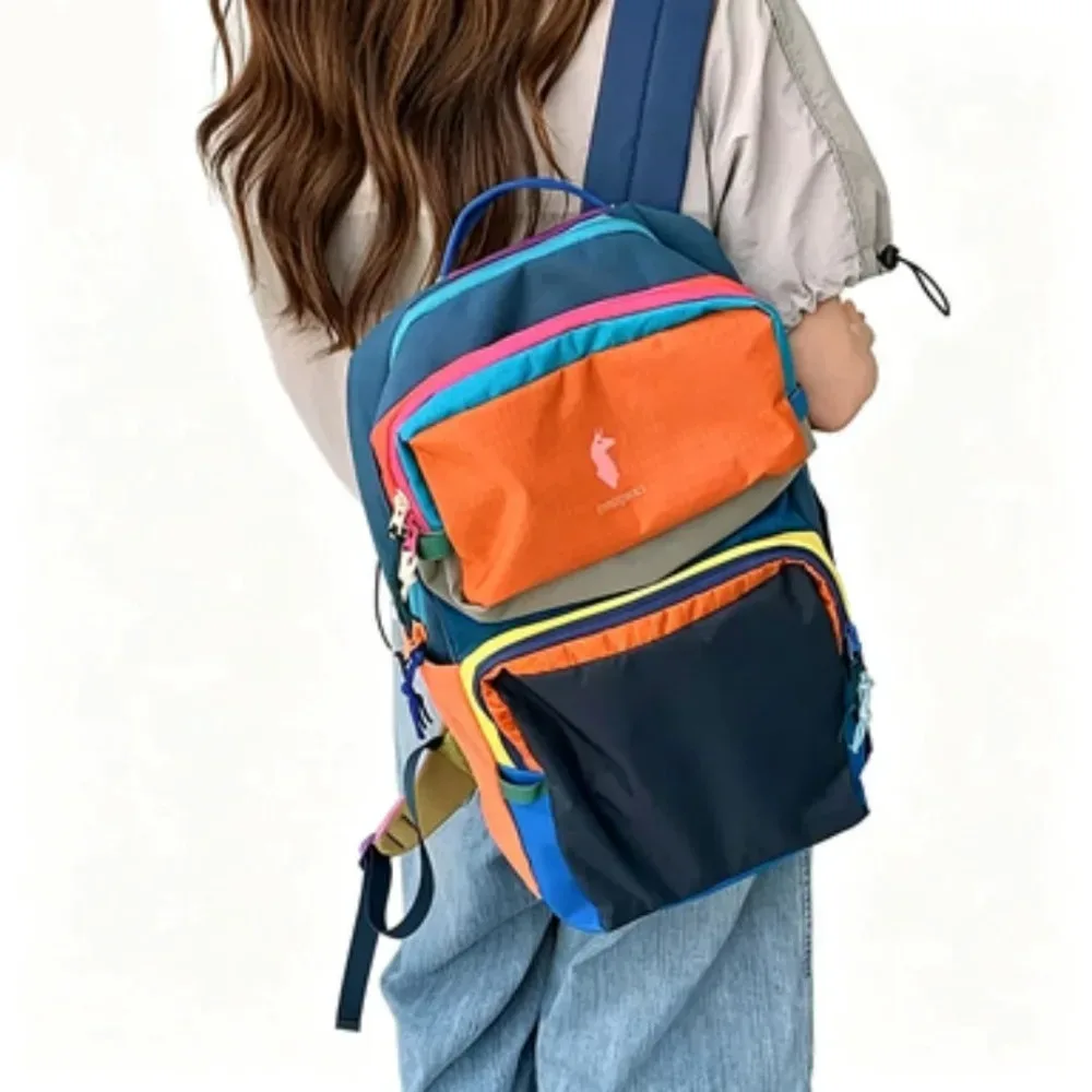 sac à dos tendance unisexe multicolore patchwork 16l, sac de voyage, sac à dos pour étudiants