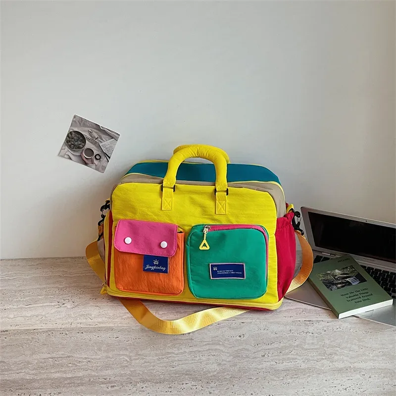 sac de voyage portable grande capacité pour hommes et femmes, sac de sport et de fitness, sac de transport durable en polyester, style urbain minimaliste