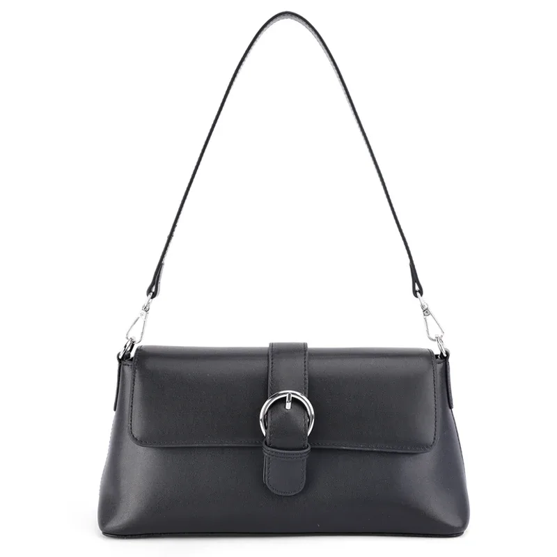 sac bandoulière léger en cuir véritable pour femme, couleur unie, petit sac à l'épaule de luxe, sac messager léger de créateur