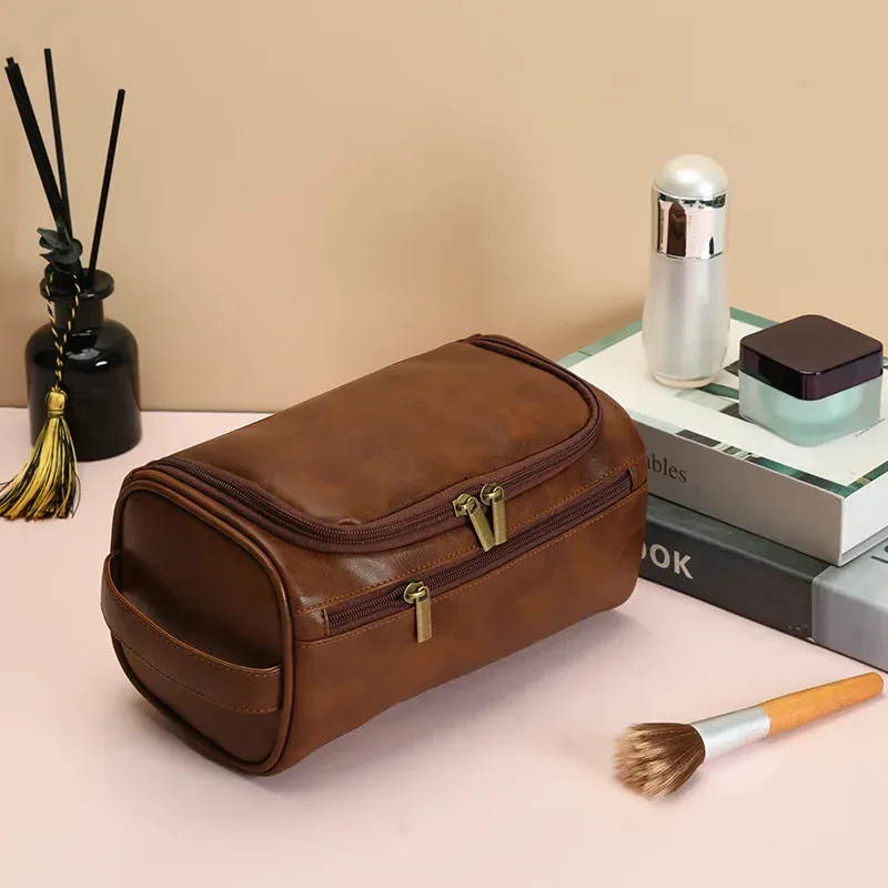 trousse de toilette vintage pour hommes - trousse à cosmétiques de voyage de luxe trousse de lavage suspendue pour les voyages d'affaires pochette de rangement pour organisateur de maquillage masculin