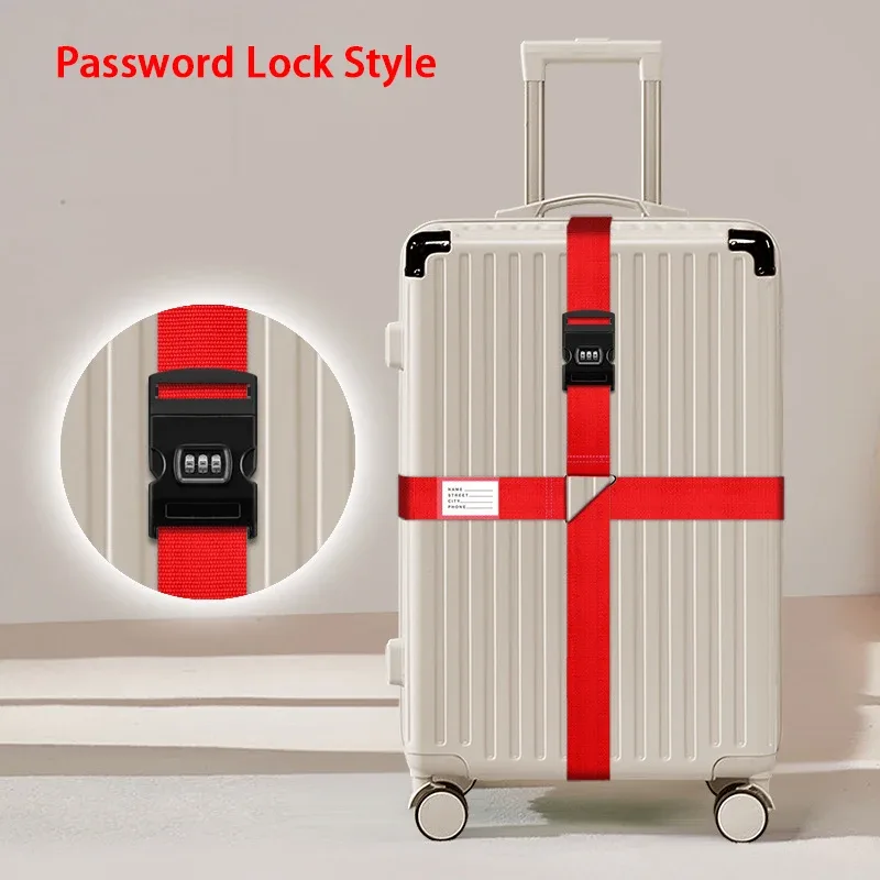 sangles de bagages en nylon avec porte-carte d'identité, réglables, pour l'organisation des bagages, avec cadenas à combinaison, accessoires de voyage anti-perte