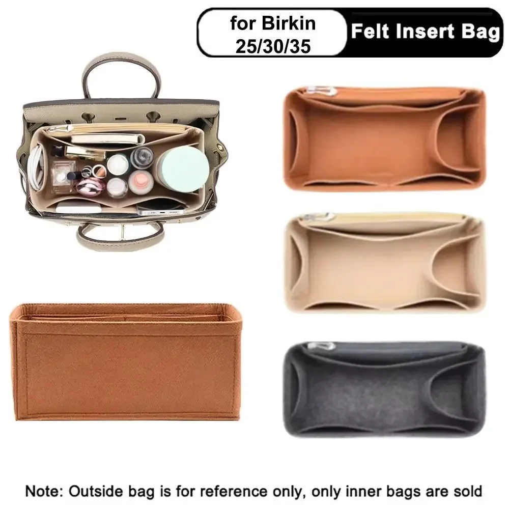 sac à main en feutre simple, sac de rangement, support de sac, doublure de sac portable, multi-poches, sac interne de voyage pour birkin25/30/35