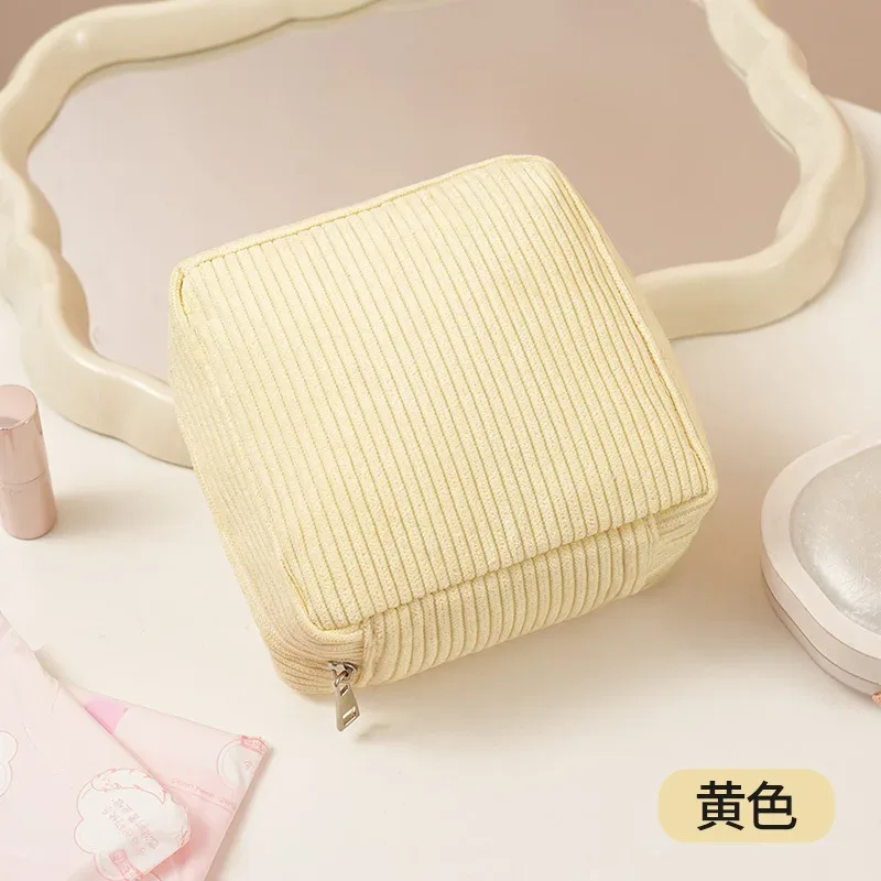 mini pochette de maquillage pour cartes de rouge à lèvres, pièces de monnaie, serviettes hygiéniques, mallette de rangement, sacs en velours côtelé pour femmes, sac de rangement de cosmétiques de voyage