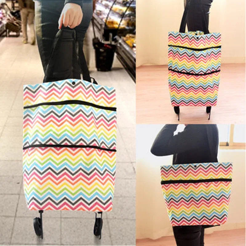 sac à roulettes, sac à roulettes, sacs à provisions pliants, achat de légumes, paquet de traction, petit chariot à traction, organisateur de courses portable