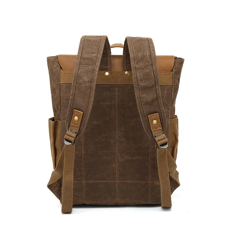 sac à dos pour homme, sac à dos d'ordinateur portable imperméable pour voyage, sac à dos vintage en toile cirée, sac à dos en cuir pour homme, sac d'école