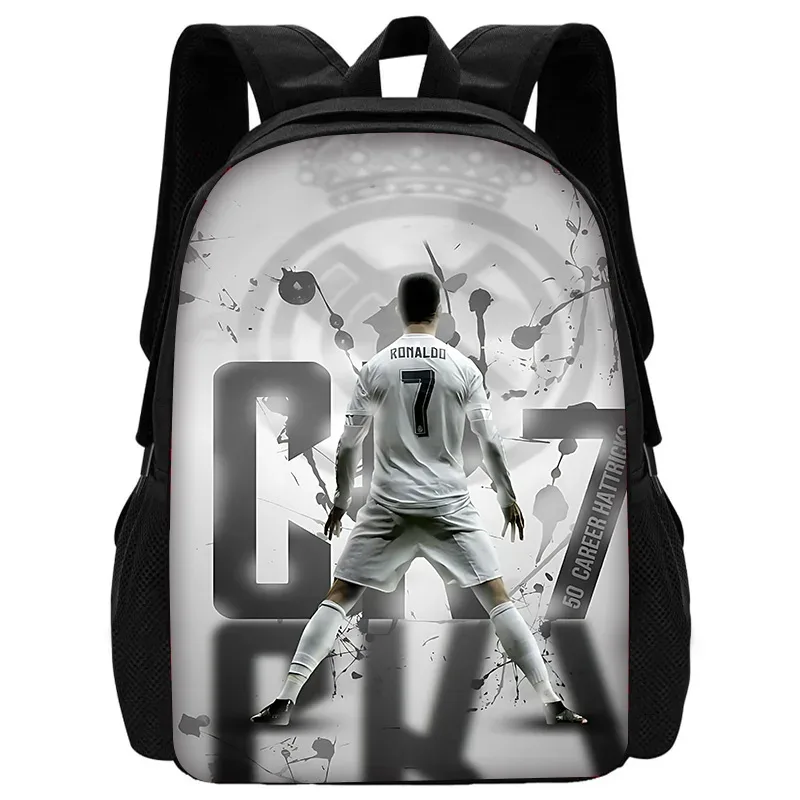 sac à dos de football r-ronaldos cr7 pour enfants, avec sacs à déjeuner, sacs à crayons, sacs d'école pour garçons et filles, meilleur cadeau