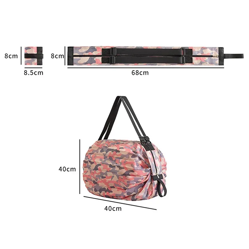 sac de rangement pliable avec poignée, sacs à main de voyage portables camouflage, sac de shopping de grande capacité
