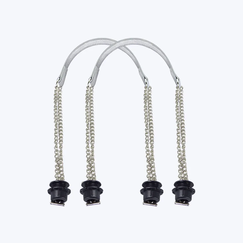 1 paire d'accessoires obag longues poignées en cuir sangles argent longue double chaîne sous les bras pour o sac fourre-tout femmes sacs à main à bandoulière