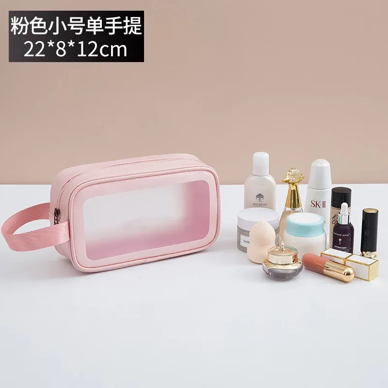 nouvelle trousse de toilette et de maquillage transparente imperméable à grande capacité, épaissie, sans logo, pour voyage, multi-usage, portable, cosmétique