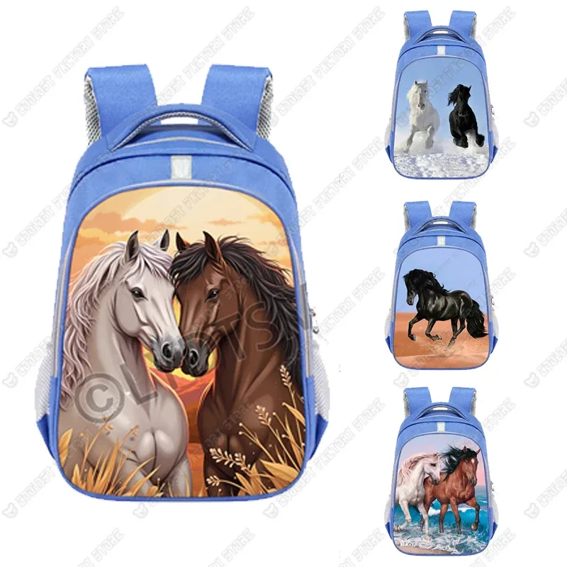 grand sac d'école animal horse pour enfants, cartable poney cool pour adolescents, sac à dos de voyage pour garçons et filles, mode pour enfants