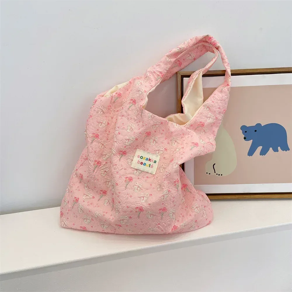 fourre-tout femme sac à provisions eco sac à main réutilisable épicerie shopper sac à main coréen femmes doux dessin animé sac à bandoulière livres pochette
