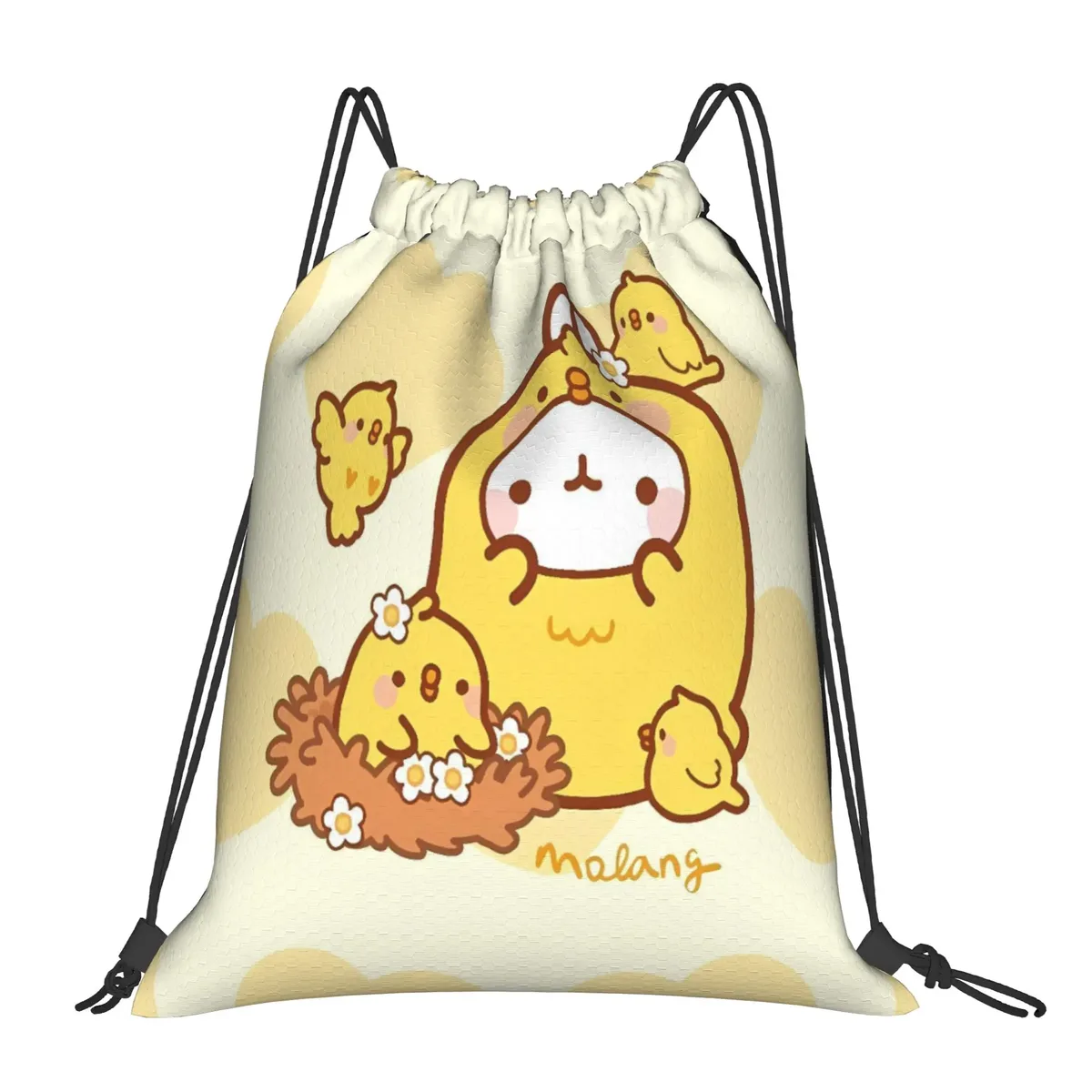 sac à cordon de serrage molang cartoon, sac à dos vintage résistant à l'eau, sac de sport pour femmes
