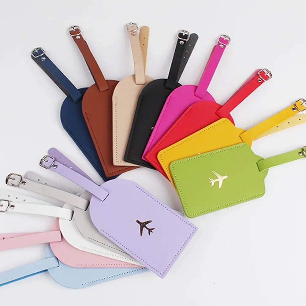 étiquette de bagage étiquette de bagage de valise en cuir pu étiquette de sac d'embarquement de bagages accessoires de voyage portables nom id porte-adresse
