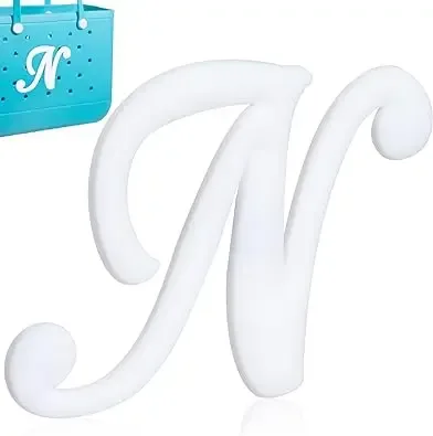 1pc lettre décorative pour sac à main, lettres de l'alphabet de couleur blanche accessoires de décoration lettres de l'alphabet 3d pour sac fourre-tout de plage