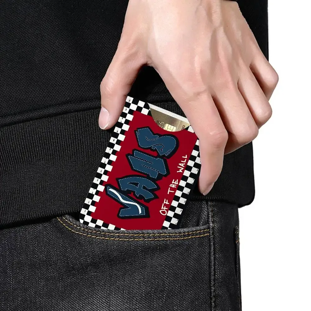 porte-cartes en cuir pu v-vans ultra fin, organisateur de cartes de crédit et d'identité, porte-cartes de visite léger