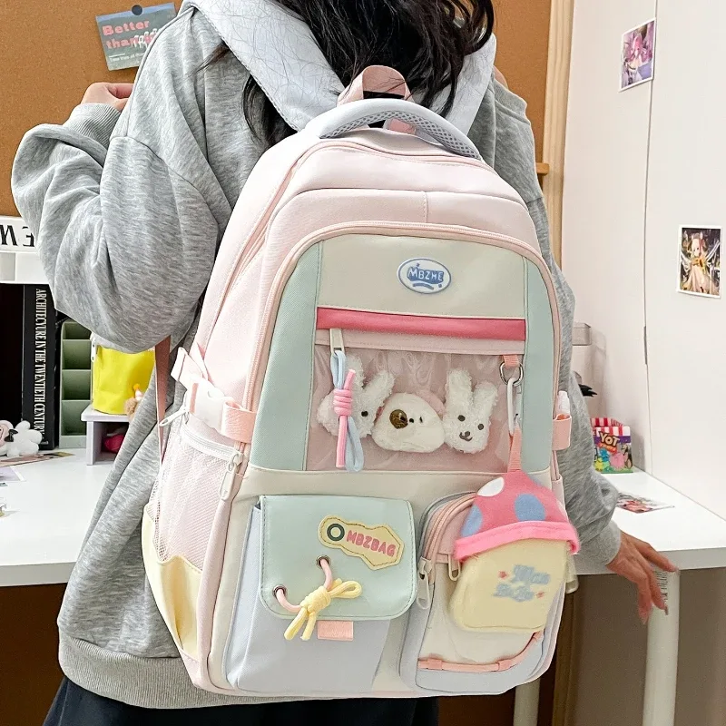sacs à dos itabag coréens tendance, esthétiques, kawaii, transparents, pour filles, design colorblock, adaptés aux animés, grande capacité, nouveaux
