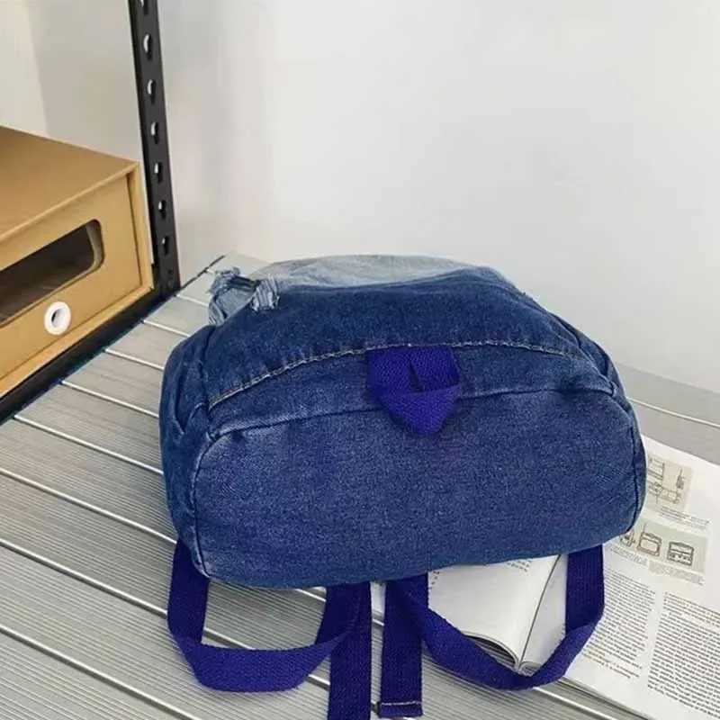sac à dos en denim dégradé personnalisé pour enfant, cartable d'école maternelle pour garçon et fille, voyage en plein air, nouvelle collection automne et hiver
