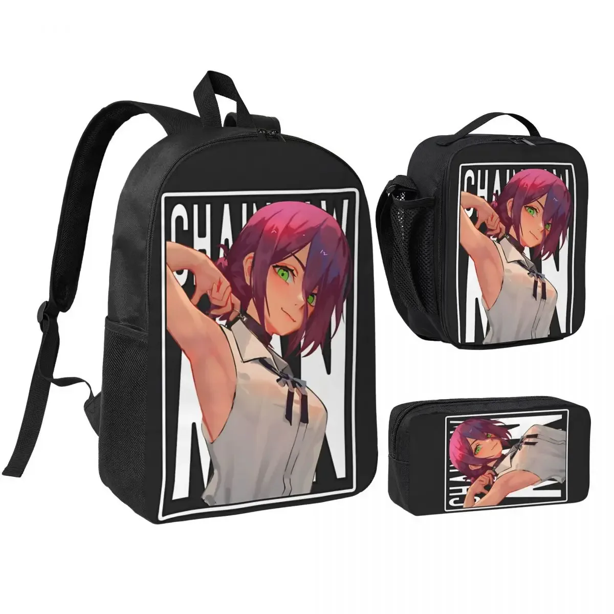 sac dos polyester noir motif graphique format rectangulaire bandoulière grande capacité voyage école université travailler transport documents ordinateur portable luncheon sac crayons