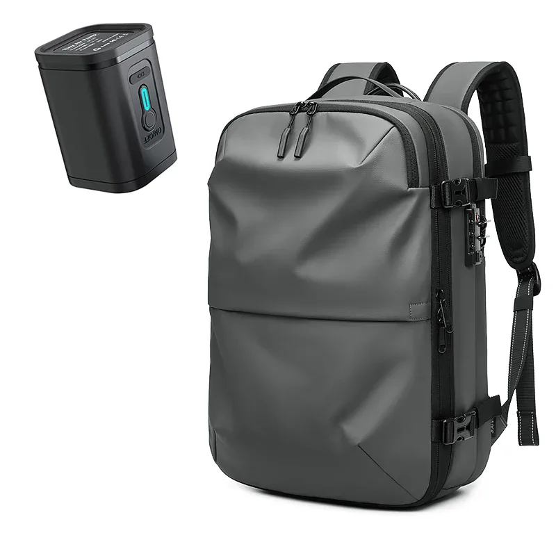 sac à dos de voyage pour hommes, sac à dos à compression sous vide pour ordinateur portable de 17 pouces, sac à dos d'affaires de grande capacité, sac à dos d'école extensible pour randonnée