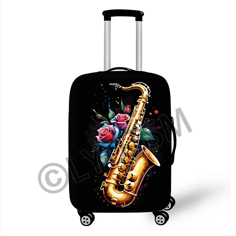 housse valise polyester motif musical coloré notes musique roses ailes protection voyage taille variable