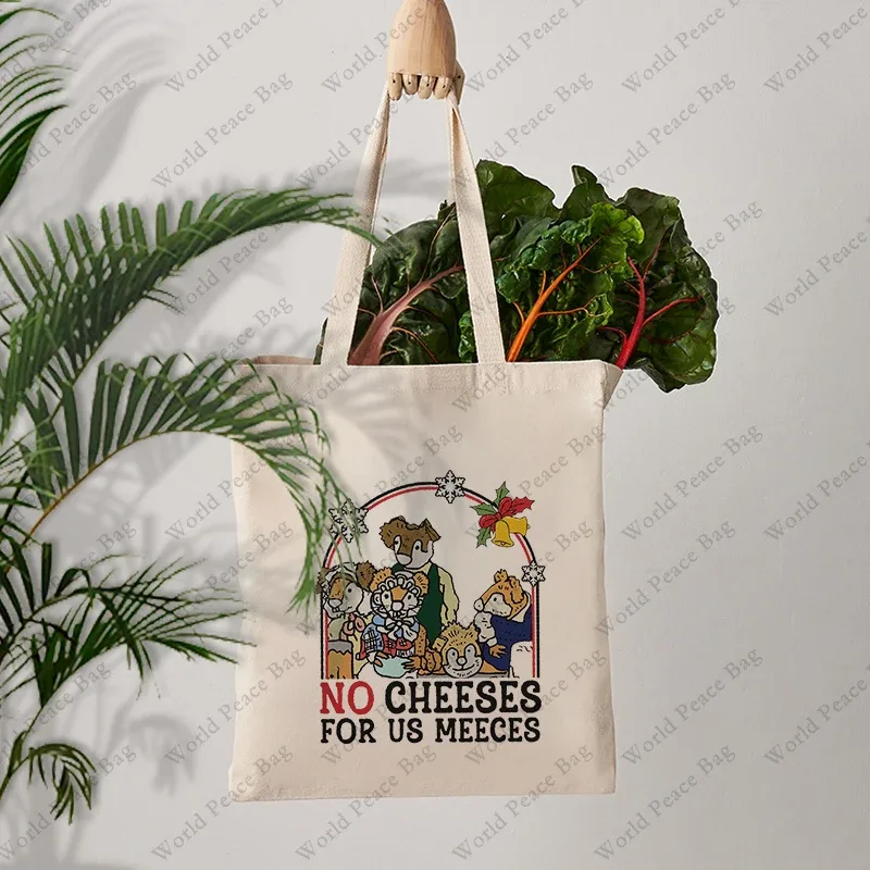 le muppet-sac fourre-tout à motif de noël carol mouse, pas de fromage pour nous, sac en toile pour voyage, 03commute, 1 pc