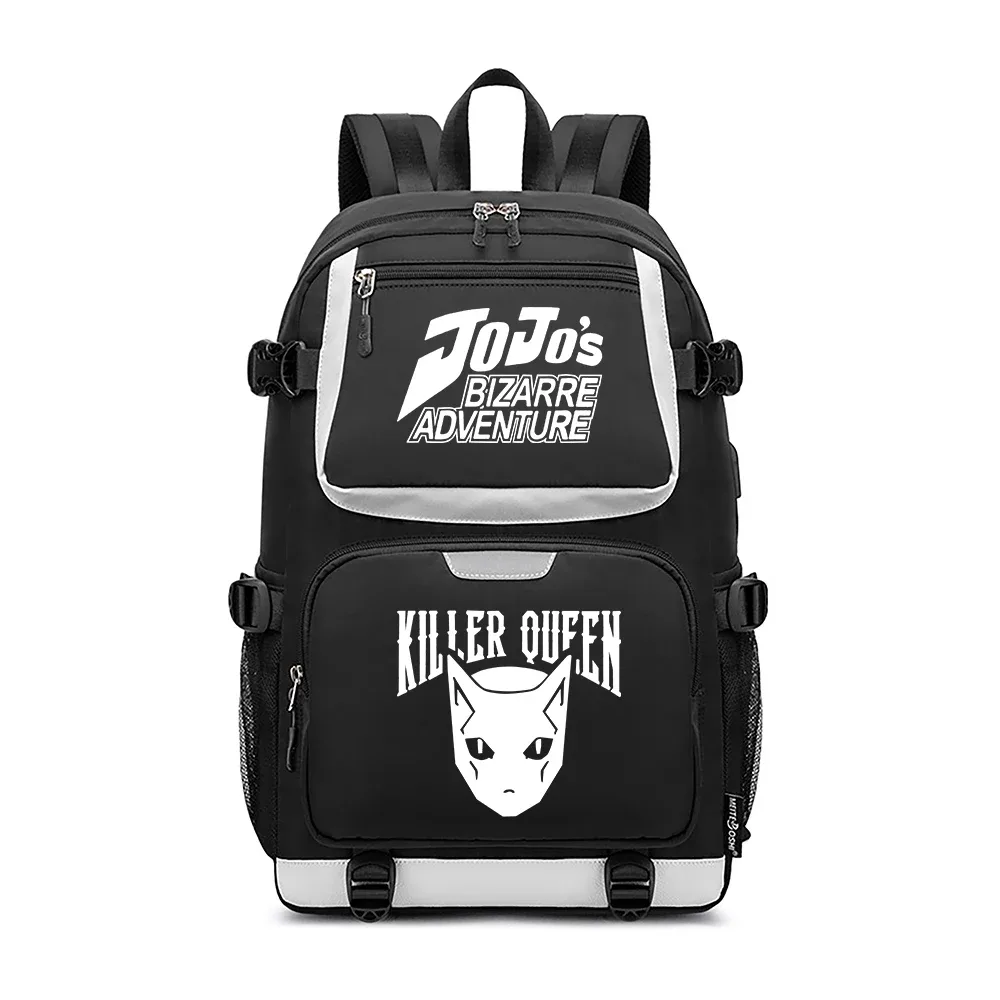 jojo's bizarre adventure – sac à dos de voyage dessin animé, grands sacs d'école imperméables pour femmes, sac à dos rose avec port usb pour ordinateur portable