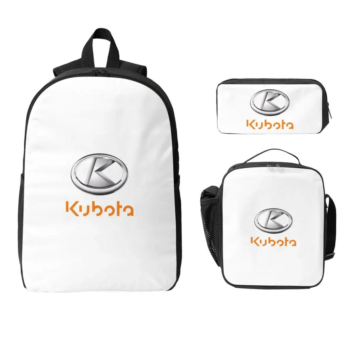 kubota tracteur sac à dos étudiant garçons filles bookbag sac d'école ordinateur sacs à bandoulière 3ps sac à déjeuner isolé trousse à crayons