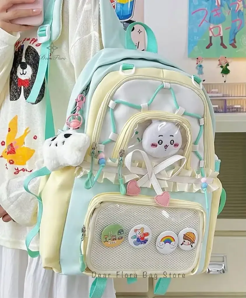 nouveau sac à dos anime ita en forme de cœur avec nœud, sac à dos transparent bidimensionnel mignon pour fille, grande capacité, sac à dos de présentation diy pour otaku