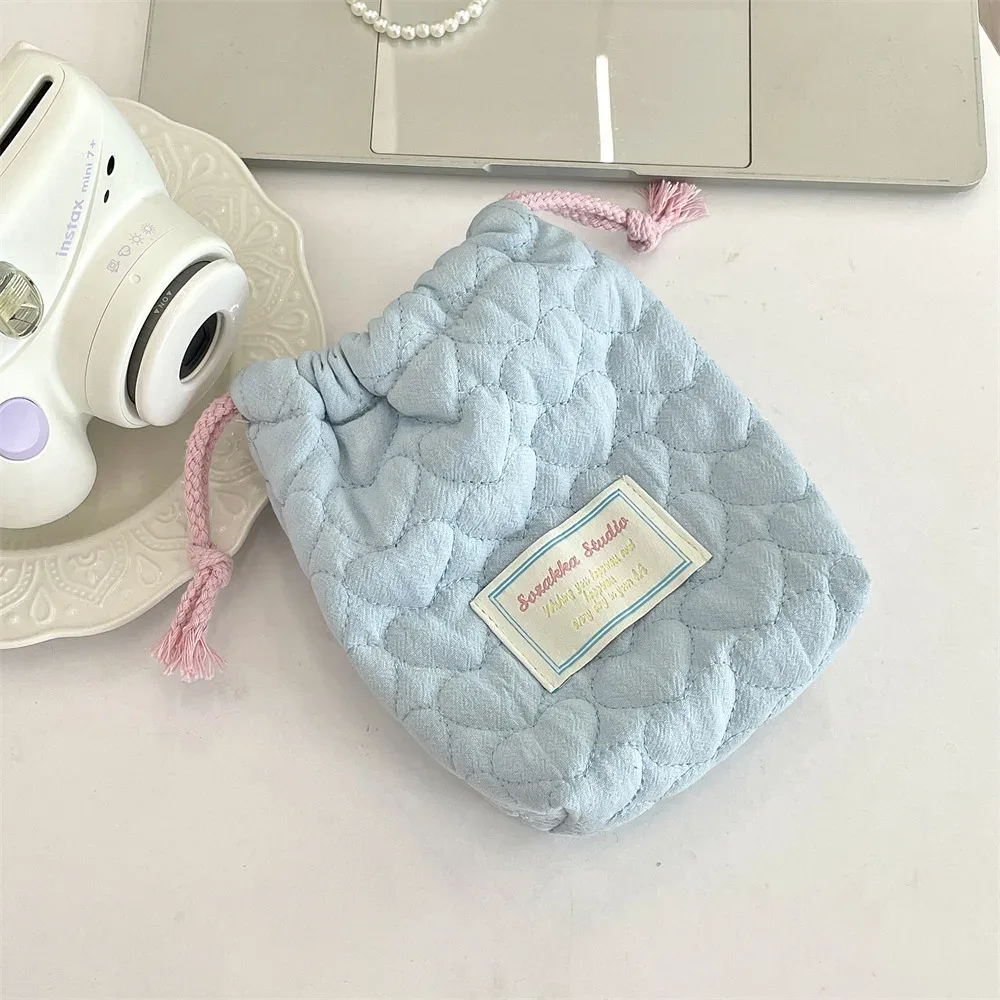 pochette de maquillage matelassée à motif étoile avec cordon de serrage, pochette de rangement souple pour appareil photo, rouge à lèvres, petit organisateur d'électronique