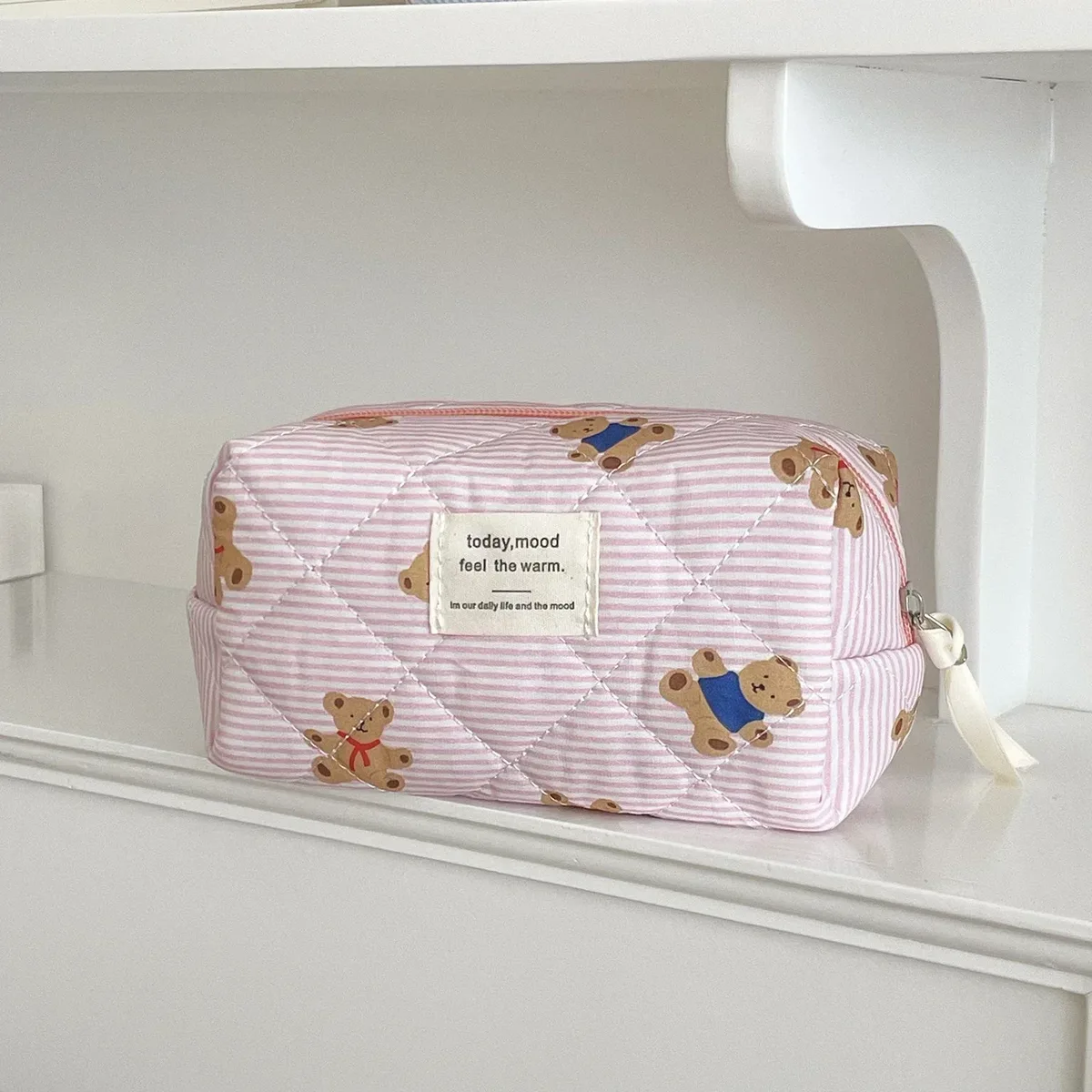 sac à cosmétiques en coton à fleurs noires pour femmes, 1 pièce, sacs de rangement en tissu, petite pochette de voyage de grande capacité, étui de maquillage pour femmes