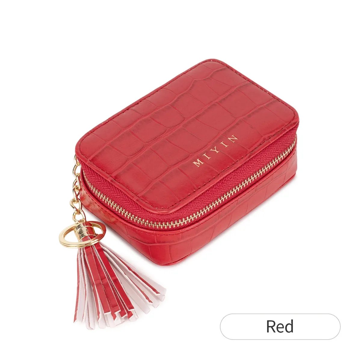 élégant mini sac de rangement pour rouge à lèvres à motif crocodile, simple trousse de maquillage pour femmes, étui de voyage portable pour lentilles de contact, trousse de maquillage.