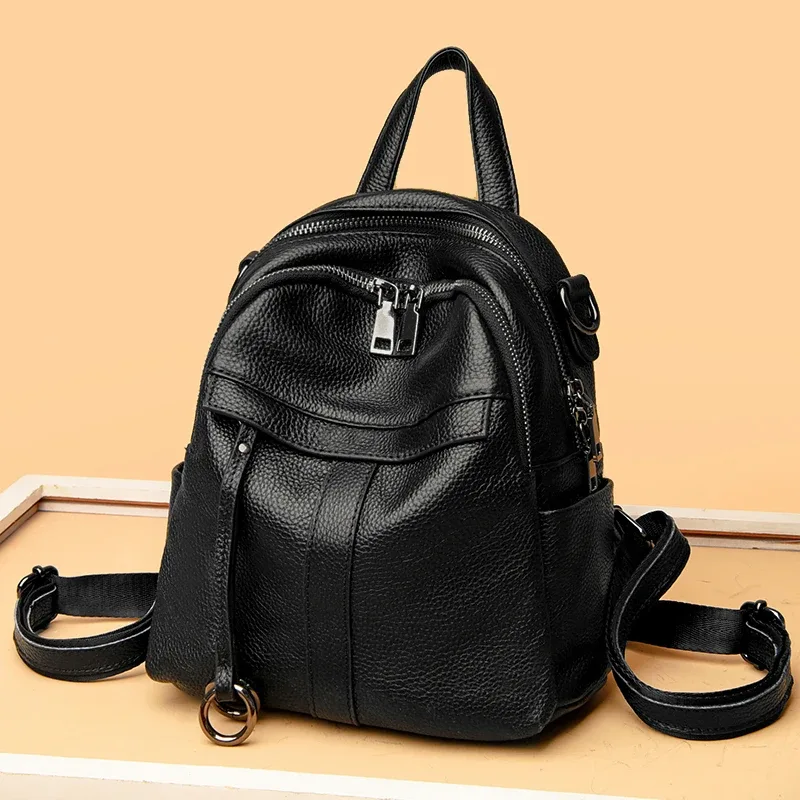 sac à dos en cuir véritable de haute qualité, sac à dos de voyage de luxe pour femmes, sac à dos en cuir de vache souple, nouveau sac à dos d'école à la mode pour femmes