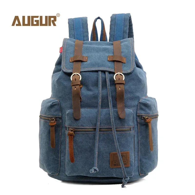 augur sacs à dos en toile vintage pour hommes et femmes, sacs de voyage décontractés pour étudiants, randonnée, voyage, camping, mochila masculina