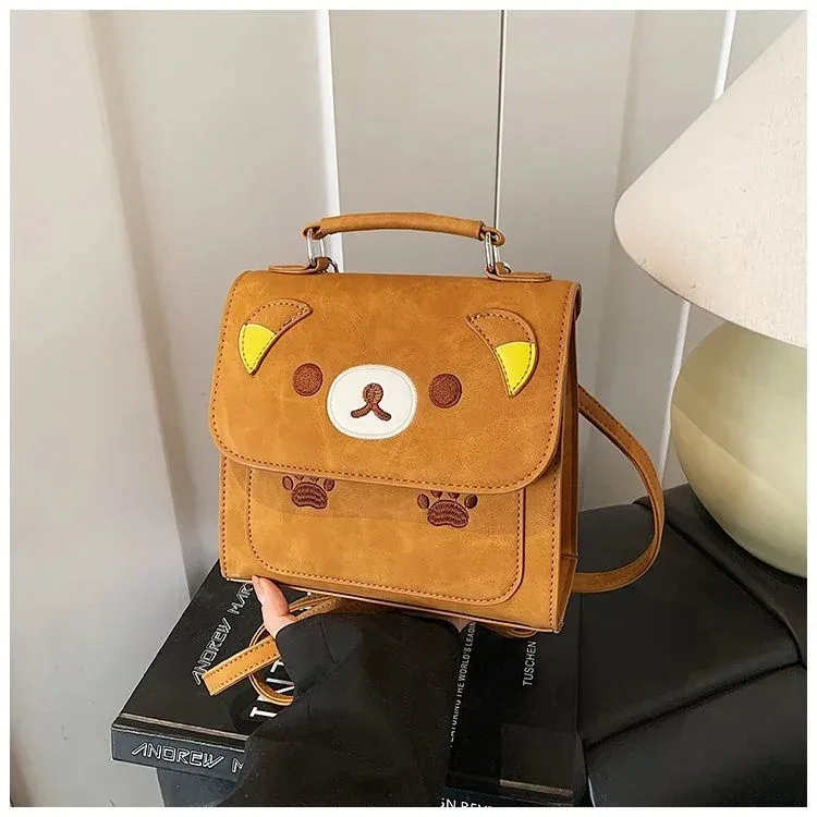 sac à dos brodé rilakkuma mignon, sac à main multi-usage, sac à bandoulière, sac décontracté pour tous les jours, cadeau pour femmes et filles