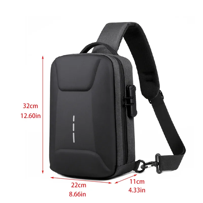 sacs de poitrine antivol à serrure à combinaison avec port de chargement usb, sac à bandoulière de mode pour hommes d'affaires, sac à bandoulière de rangement de voyage