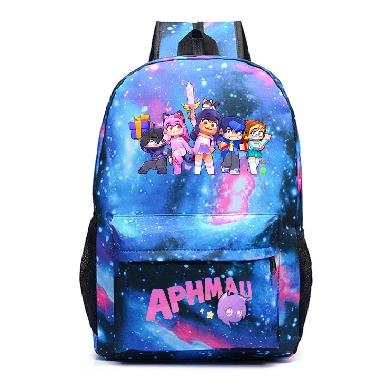aphmau imprimer sacs à dos mode étudiants sacs d'école adolescent pochette d'ordinateur filles garçons dessin animé bookbag grande capacité voyage sac à dos