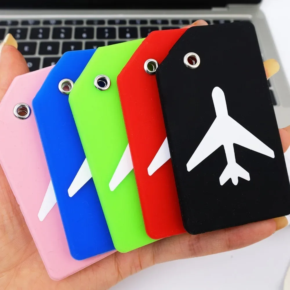 étiquettes de bagages en silicone pour valises, accessoires de voyage, porte-carte d'identité, boucle en acier inoxydable, identifiant de bagages, 1/5 pièces
