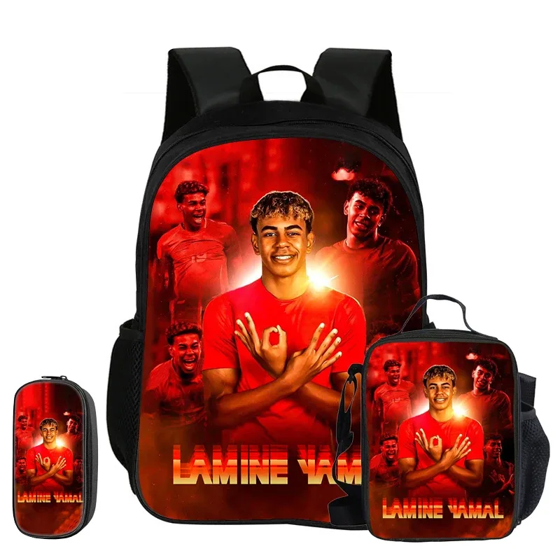 sac à dos enfant l-lamin yamal football star, ensemble de 3 pièces, sac à dos d'école, trousse à crayons, sac à livres avec sac à lunch, sac à dos de sport, cadeau pour enfants