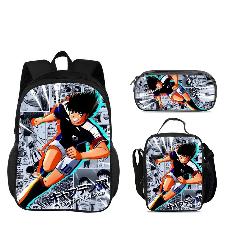 sac dos nylon dessin animé captain tsubasa bleu gris orange format 20 35 litres bandoulière arquée trousse maquillage sac lunch
