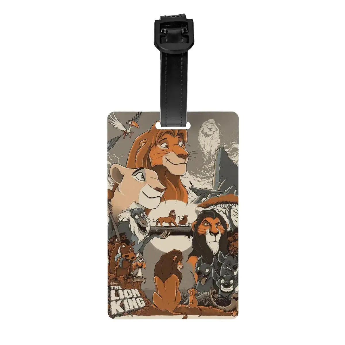 étiquette de bagage personnalisée rafiki avec carte nominative, étiquette d'identification avec couverture de confidentialité the lion cartoon k-kings pour sac de voyage et valise