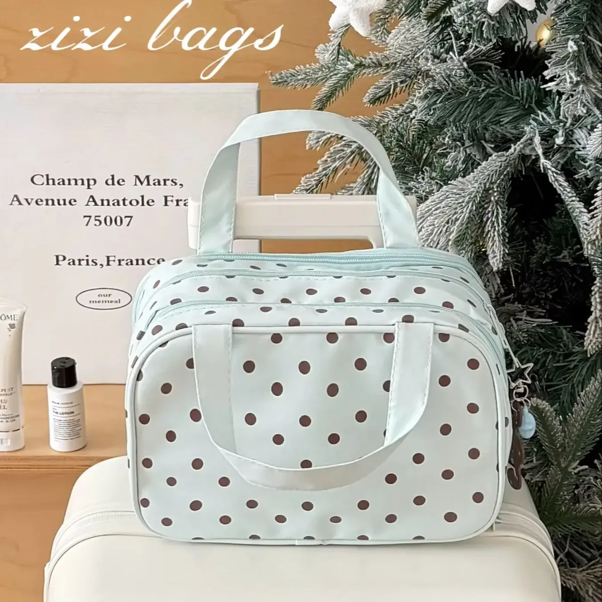 sac de rangement cosmétique portable à grande capacité, à 3 compartiments, sac de toilette de voyage, trousse de maquillage à main pour femmes