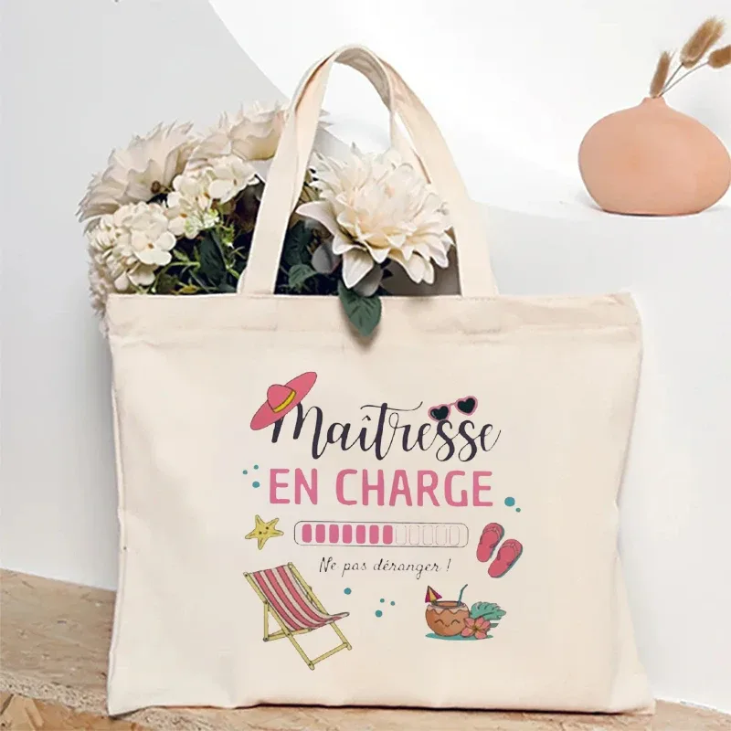 maîtresse en charge sac fourre-tout pour femme, sac à main de vacances tropicales, sac à bandoulière pour voyage, shopping, cadeau de remise de diplôme unique pour enseignant