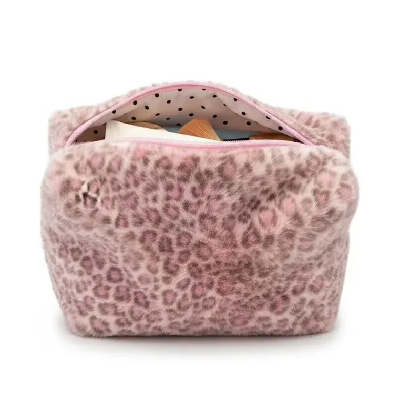 trousse de maquillage durable et douce à grande capacité, motif léopard, organisateur de toilette portable, sac cosmétique de voyage pour filles