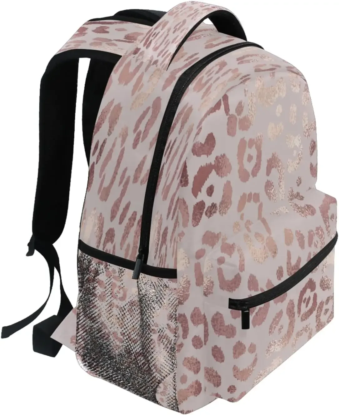 sac à dos imprimé léopard guépard or rose pour filles, sacs d'école, sacs à livres, sac de jour de voyage, taille unique